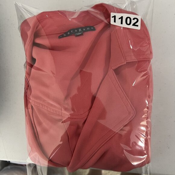 Sharagano 10 Coral Double Breasted Shirt Dress Pockets Belt Tab Sleeves Office - Picture 16 of 16